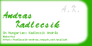 andras kadlecsik business card