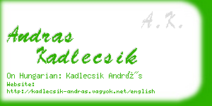 andras kadlecsik business card